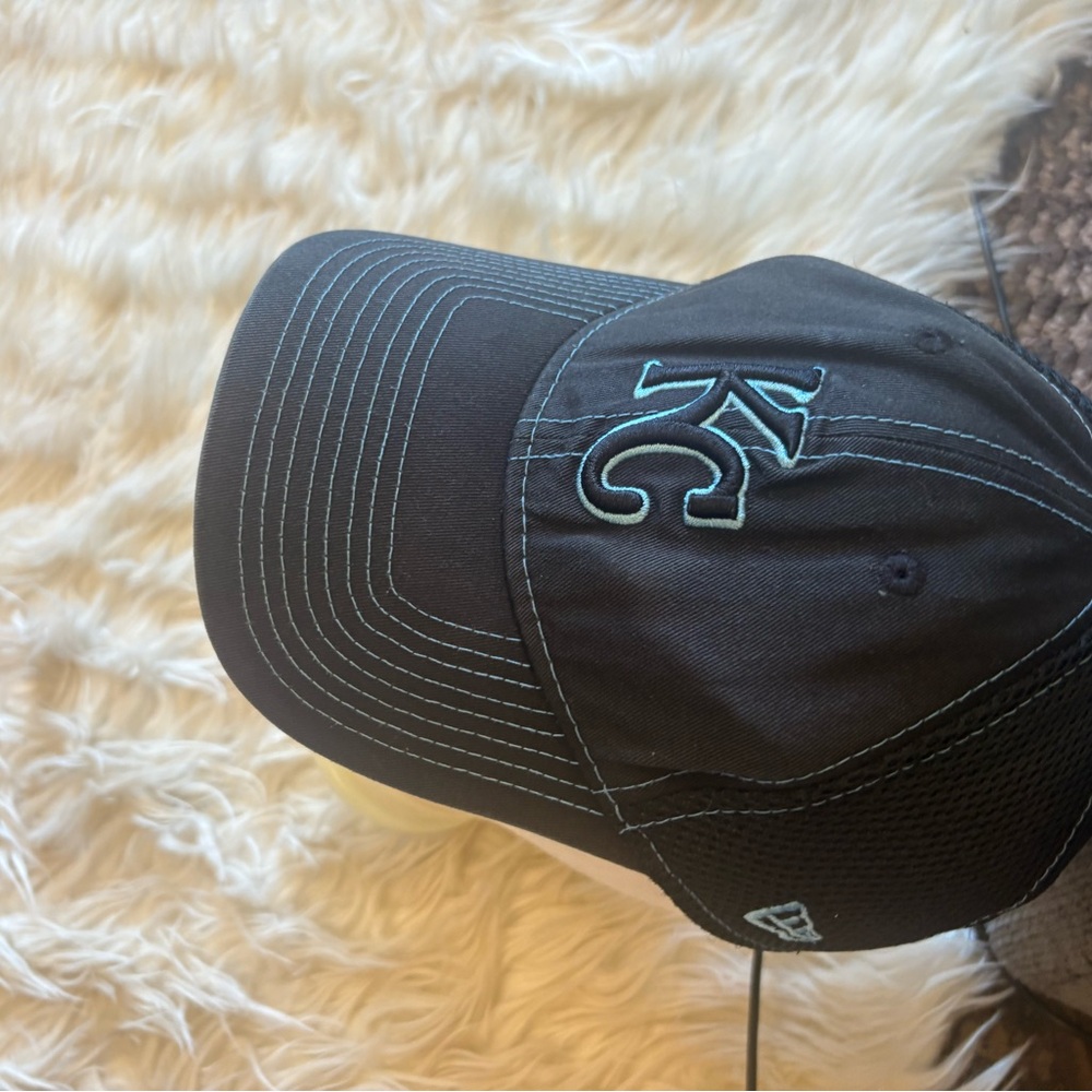 New Era Black Baseball Cap with Teal Stitching and KC Embroidery